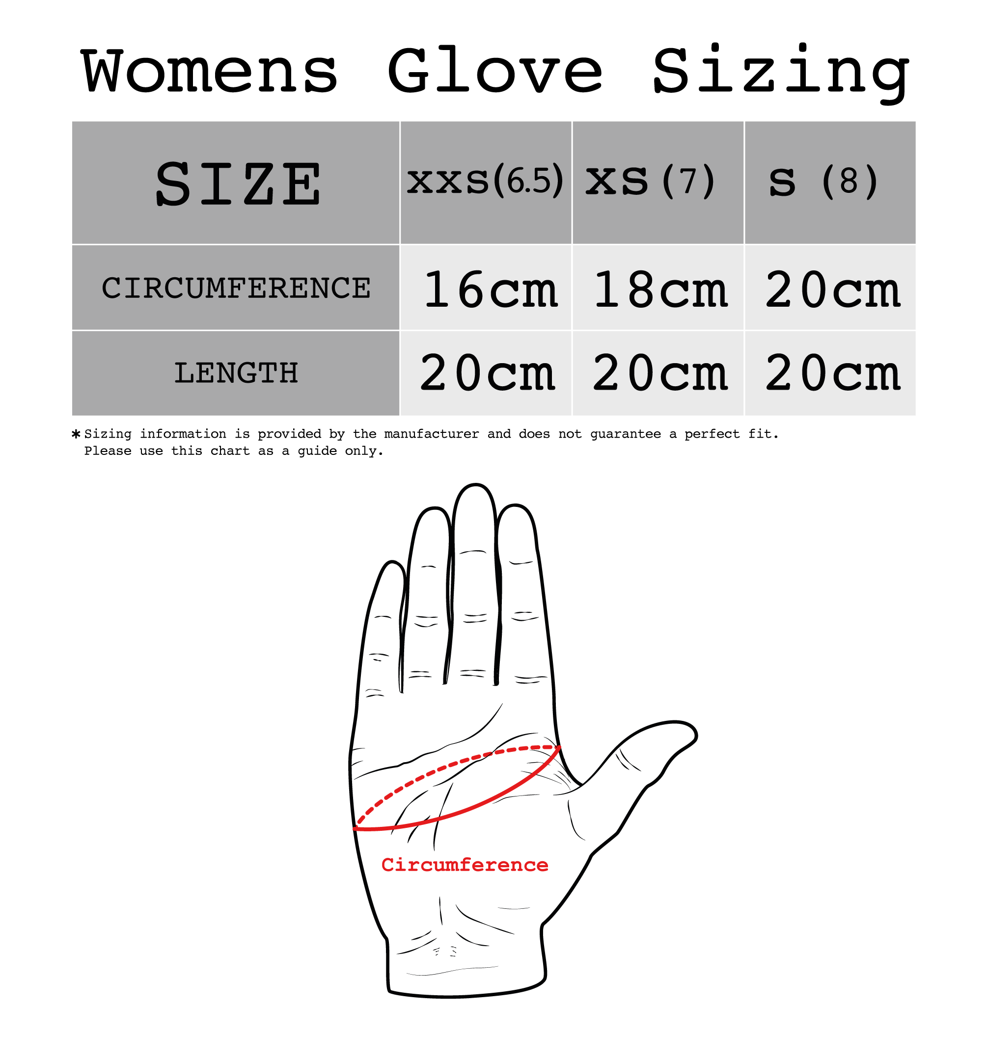 Reebok gloves size chart sales